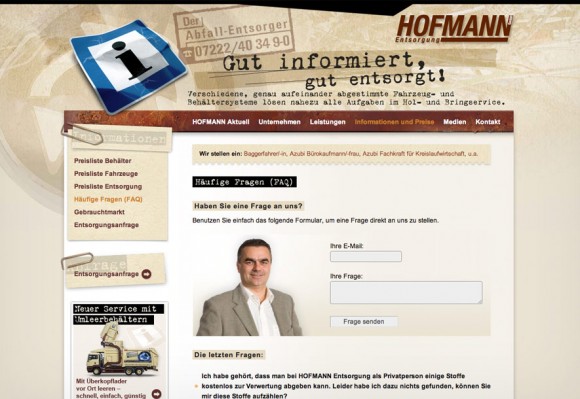 Webdesign für Hofmann Entsorgung, Rastatt