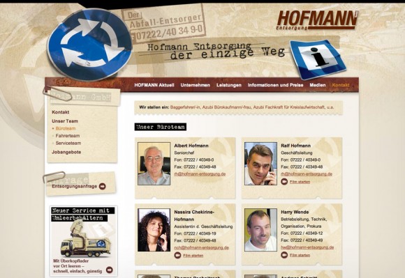 Webdesign für Hofmann Entsorgung, Rastatt