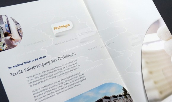 Innenseite des Imagefolders für die Puschendorf Textilservice GmbH