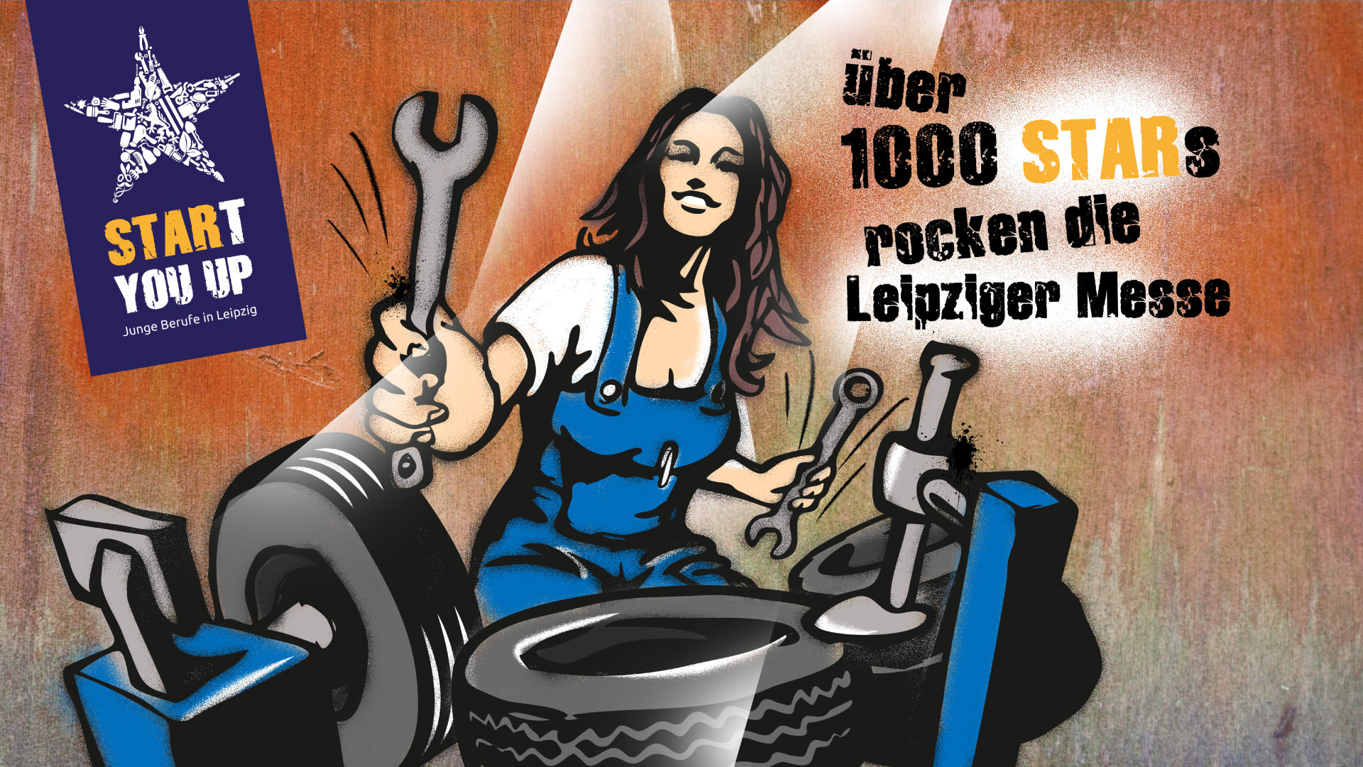 STARt you up Motiv Automechanikerin als Drummerin