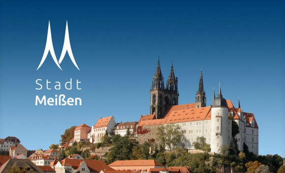 Das Logo der Stadt Meißen symbolisiert die zwei Turmspitzen der Albrechtsburg