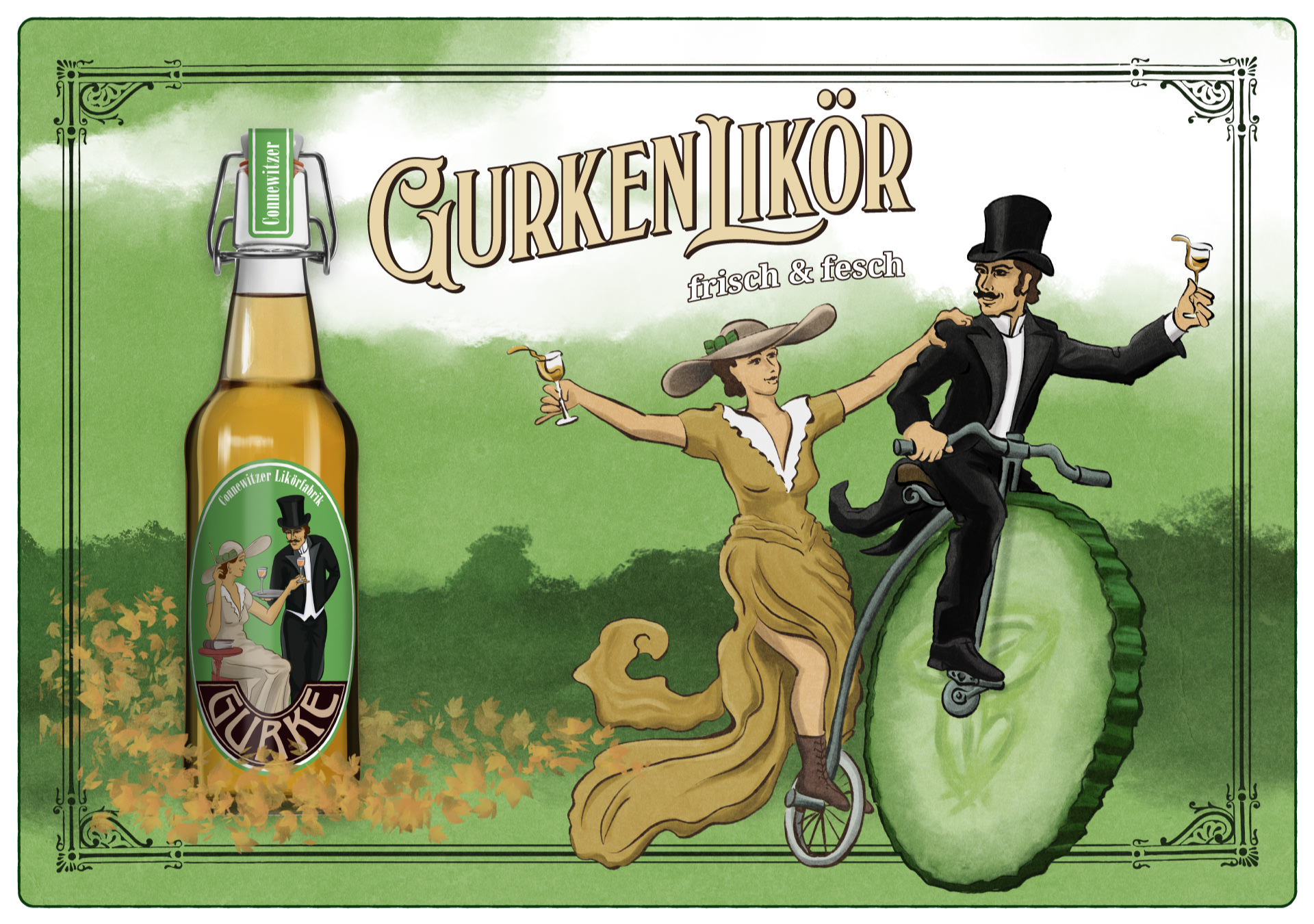 Connewitzer Likörfabrik Kampagnenmotiv Keyvisual Gurkenlikör